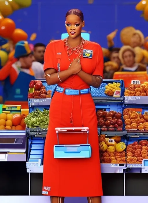 rihanna as a cashier from walmart