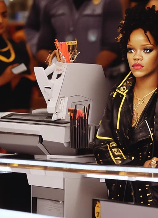 rihanna working as a cashier