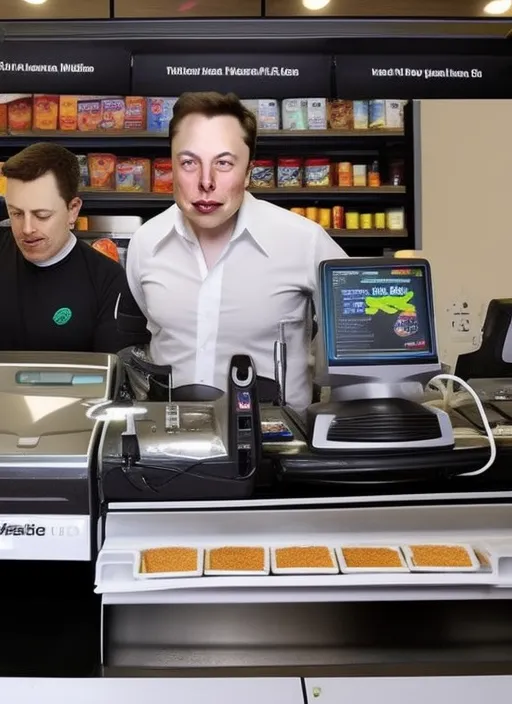 elon musk working as a cashier