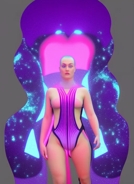 celestial futuristic beautiful girl model wearing a neon yellow bathing suit  walking a surreal digital ocean runway, synthwave, 8k, Land art, acting headshot, celestial. verdant, 8k, hdri, art, semi realistic gouche, attractive, in a pastel lilac solid color and thick uneven outline, high res beautiful lighting, comic book cover, lovely, intricate details, cinematic lighting, detail render, digital runway, synthwave, 8k, award winning photography,full shot