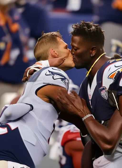 tom brady kissing antonio brown on the lips