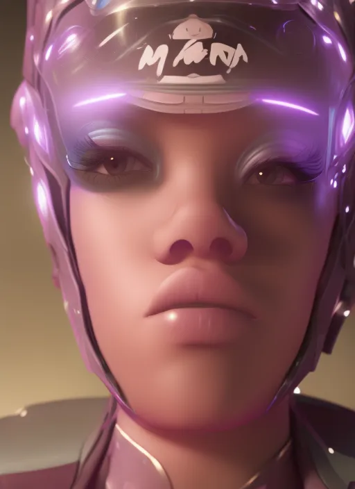 close up of rihanna wearing an Astronaut helmet. lavender, 8k, cgsociety, Digital art, ethereal lighting