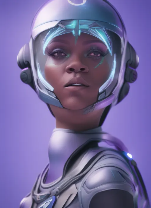 close up of rihanna wearing an Astronaut helmet. lavender, 8k, cgsociety, Digital art, ethereal lighting