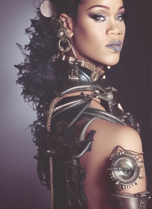 rihanna as steampunk,clear Background 