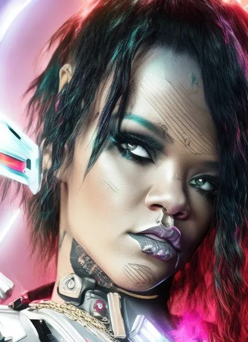 rihanna as Cyberpunk, no Background. rihanna as Cyberpunk, no Background. undefined