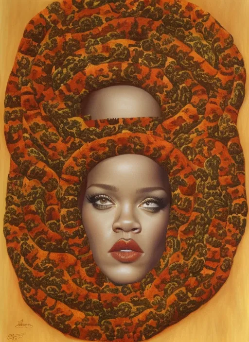 rihanna wearing hat made out of worms