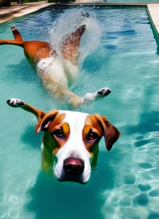 a dog in a pool