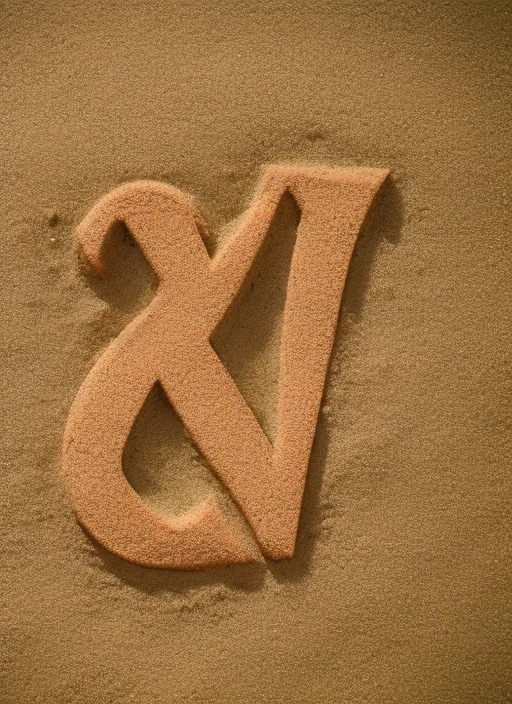 Letter M, written in sand