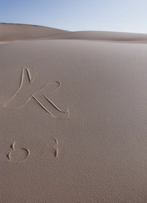 letter m written in sand 