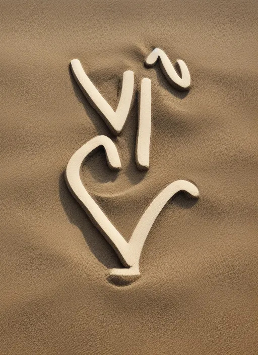 sand spelling out M