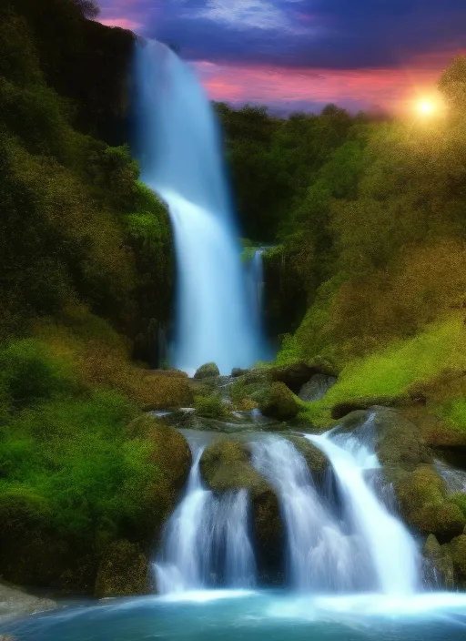 wonderfull sky with waterfall