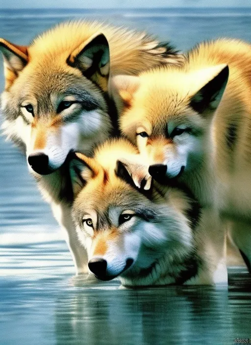 i need a cute wolf with brother on water
