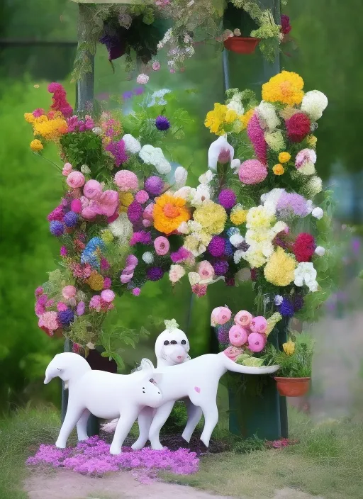 flower decoration with animals