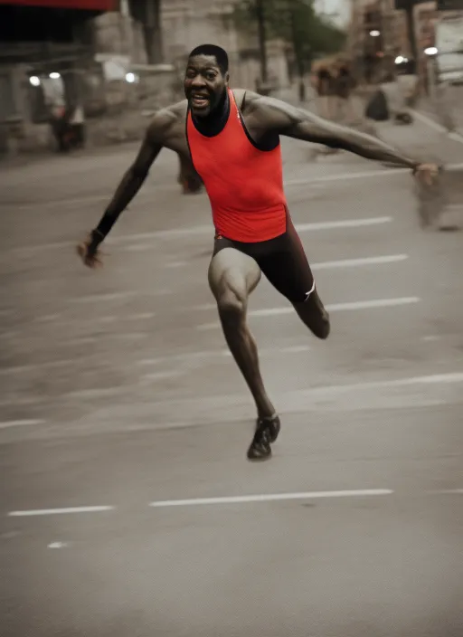 a man sprinting after an abumlance