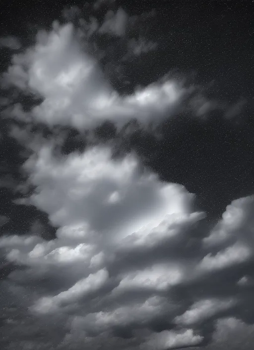 thunderclouds in the night sky