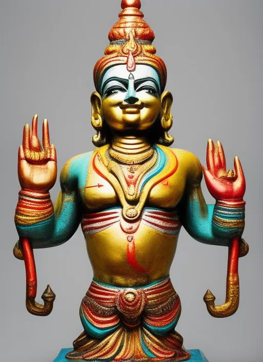 statue of colourful God Shiv on white background, highly detailed