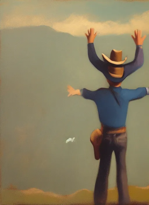 cowboy with hands up