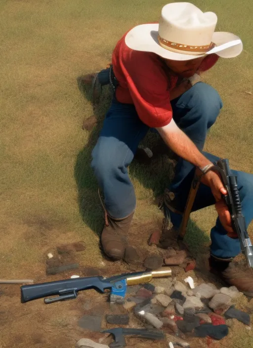 photo of cowboy burying his gun