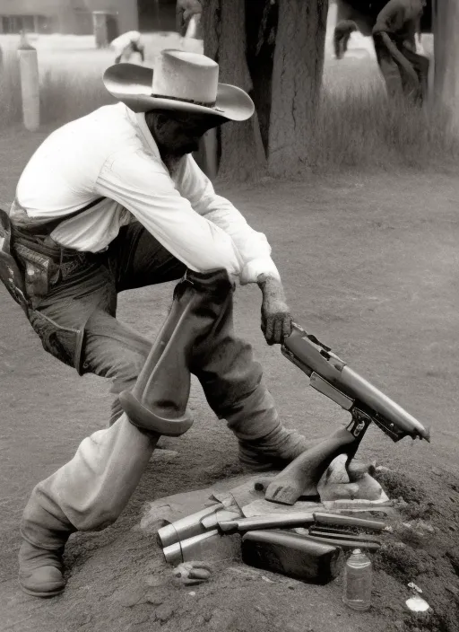 photo of cowboy burying his gun