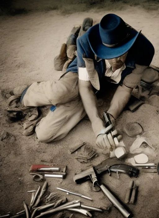 photo of cowboy burying his revolver