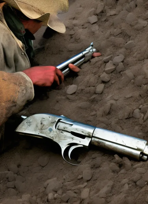 photo of cowboy burying his revolver