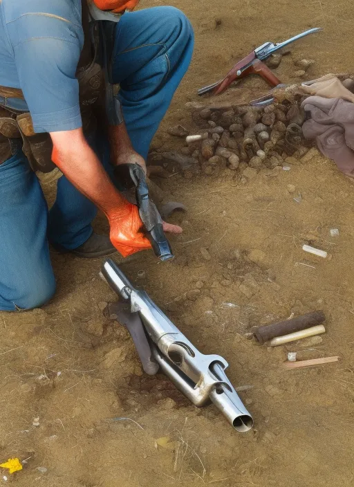 photo of cowboy burying his revolver