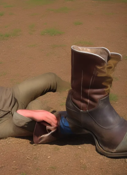 cowboy shooting himself in a boot