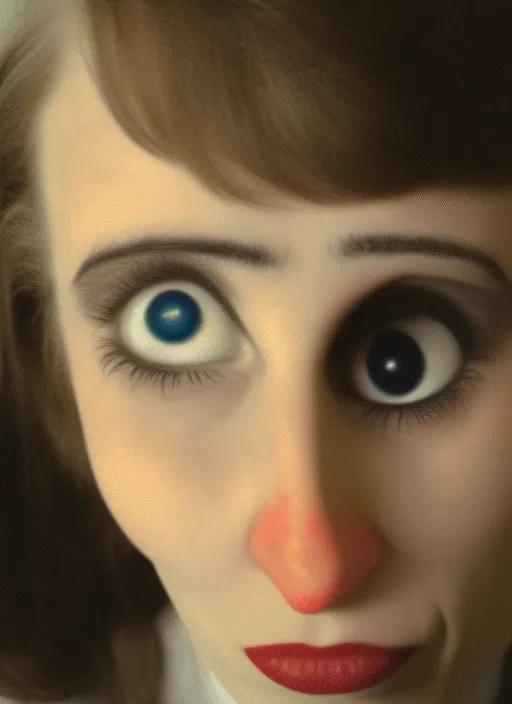 googly eyed man talks  to a woman