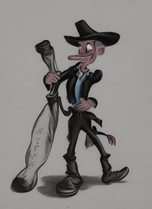 cartoon of a cowboy with a blown foot