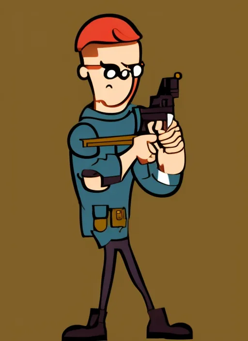 a cartoon of man holding a pistol