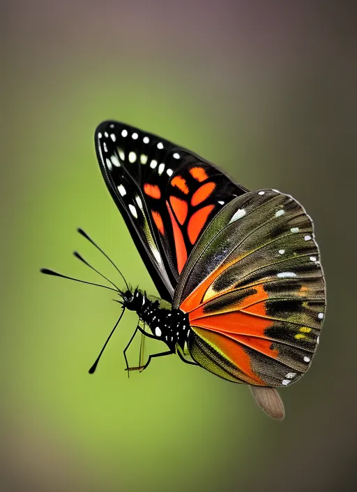 A colourful butterfly with black background realstic 