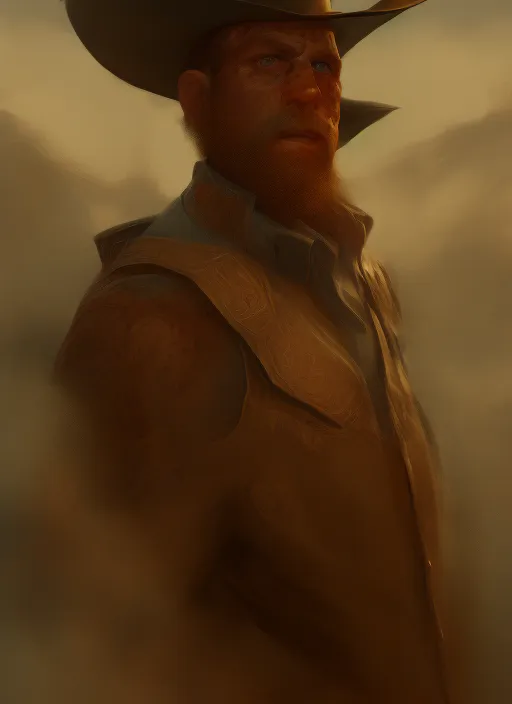 A portrait of a cowboy in 2070, intricate, highly detailed, digital painting, artstation, concept art, smooth, sharp focus, illustration, cinematic, vfx + futuristic background. Add a futuristic background.