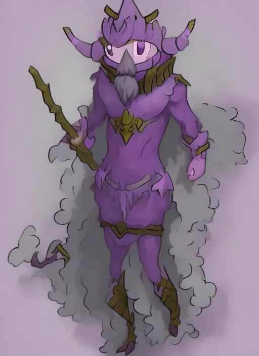 character art of a purple monster wearing a tunic