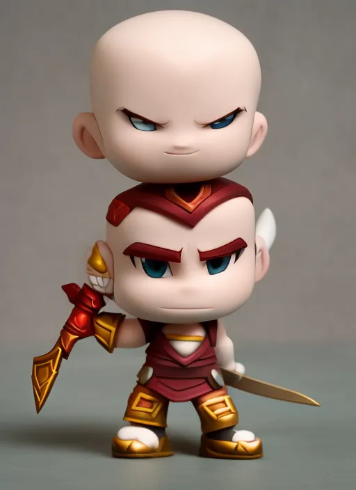 Chibi Kratos figurine, modern Disney style