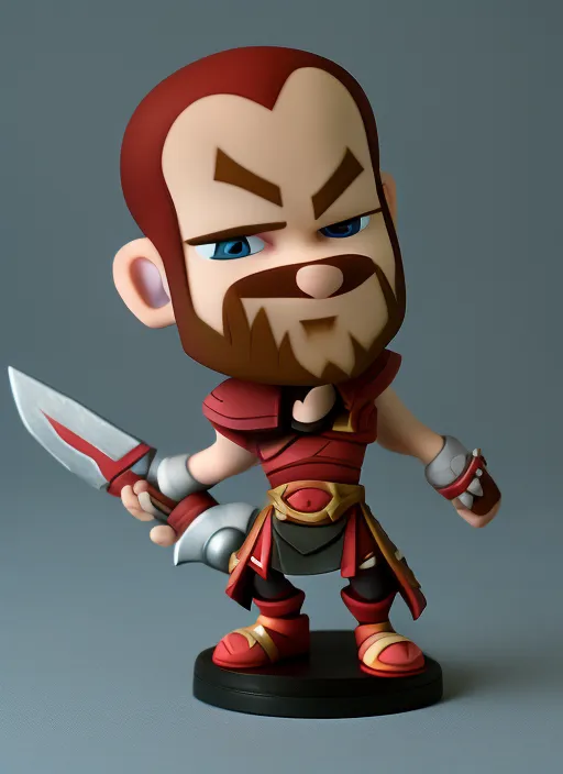 Chibi Kratos figurine, modern Disney style, character art