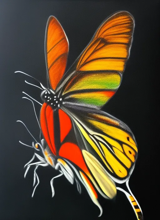 A colourful butterfly with black background realstic 