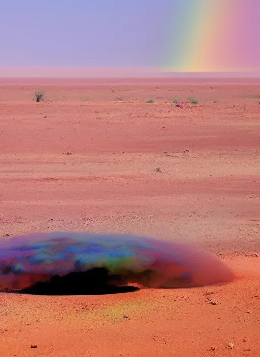 rainbow after nuclear exposlosion in desert