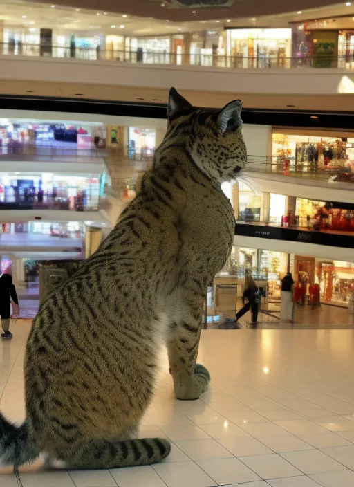 Big Cat in shopping mall, turn her into a cute fluffy lamb, 20x30cm, sold. turn the big cat into a cute fluffy lamb