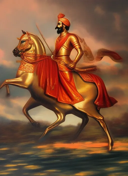 Chatrapati Shivaji Maharaj on horse, made gold. make the horse gold