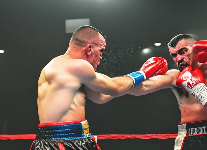 a boxer hitting another boxer in the head