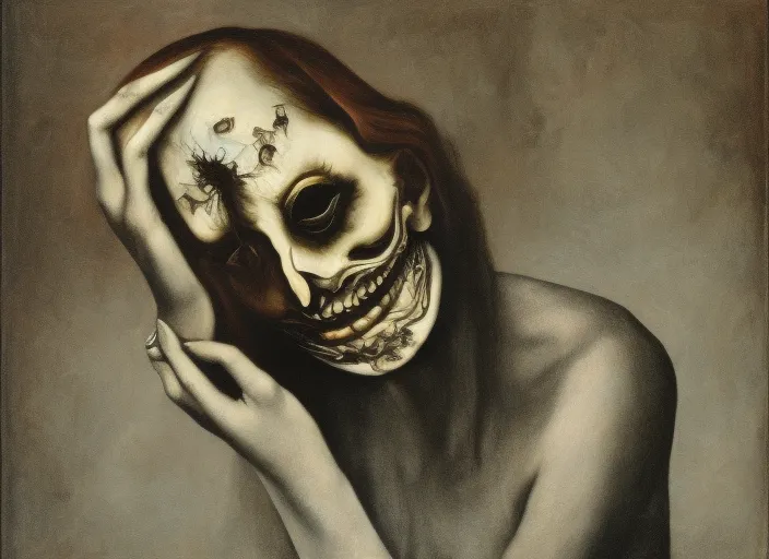 LADY WITH DEAD MASK SEEN BY Surrealism SANITY