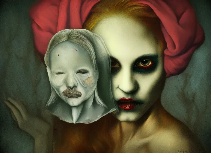 LADY WITH DEAD MASK SEEN BY Surrealism SANITY