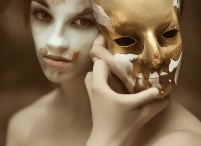 Lady with dead mask