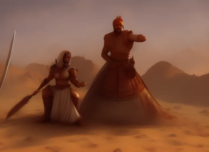 Persian warrior and Persian princess in desert tent high detail illustration
Mists of Kel Doran