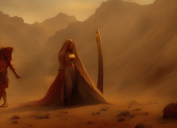 Persian warrior and Persian princess in desert tent high detail illustration
Mists of Kel Doran