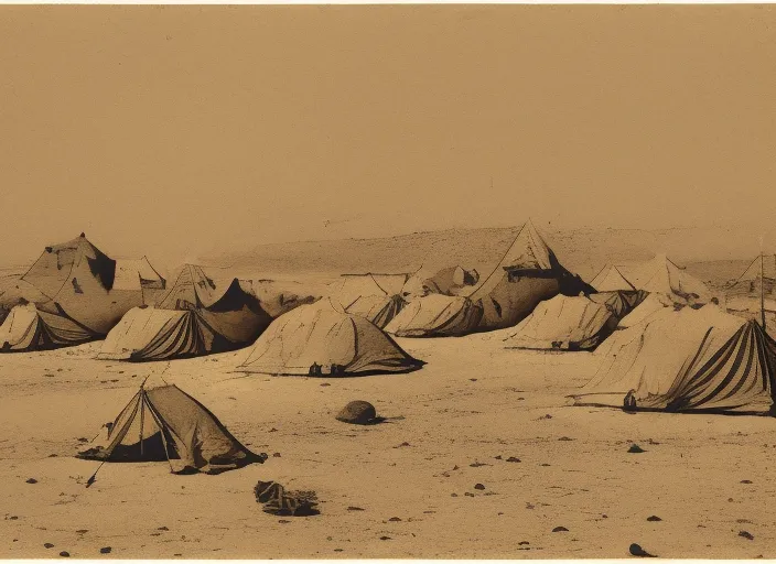 Persian Desert camp with soldier tents