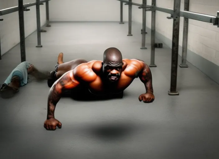 big scary black guy in jail doing push ups