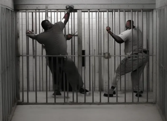 big scary black guy in jail fighting