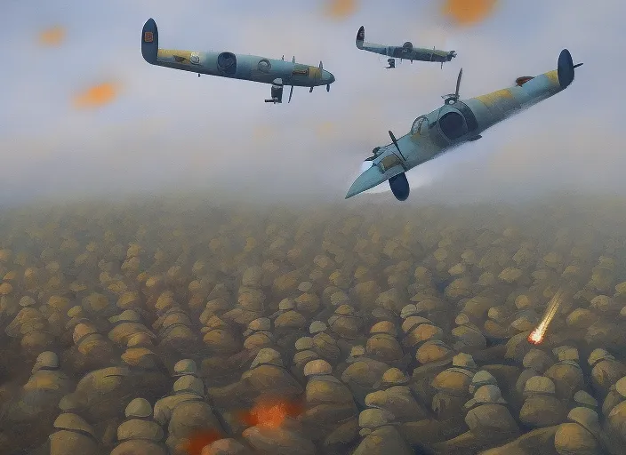  ww2 battlefield  surrealism art high detail