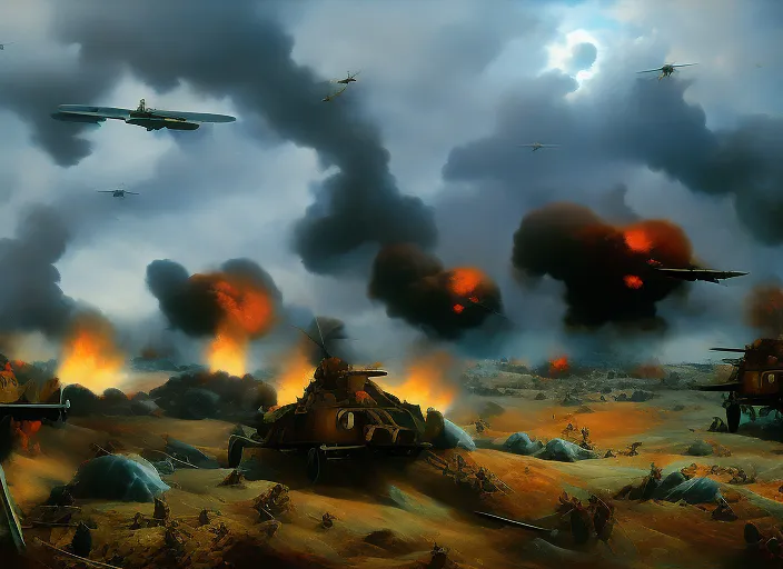  ww2 battlefield  the art of war surrealism art high detail